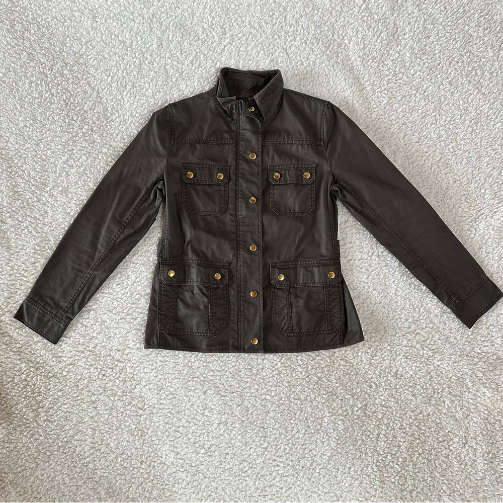 J. Crew Green “Waxed Look” Jacket